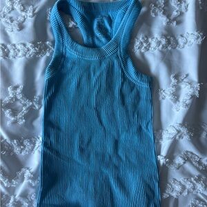 Free People Blue Ribbed Tank Top